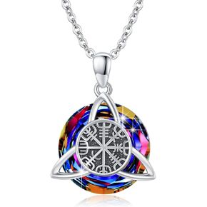 CUOKA MIRACLE Animal Crystal Necklace 925 Sterling Silver Cute Frog/Koala/Panda/Raccoon/Phoenix/Highlnad Cow/Compass Crystal Necklace for Woman Birthday