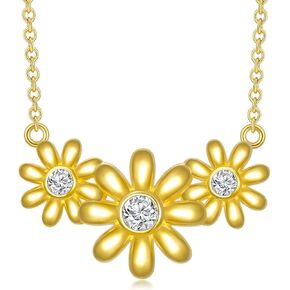 WTYIM 14K Gold Plated Daisy Necklace for Women, Moissanite Diamond Daisy Flower Pendant Necklace Daisy Jewelry Gift for Mom Daughter Anniversary Birthday Christmas Gift for Wife Girlfriend in Kuwait