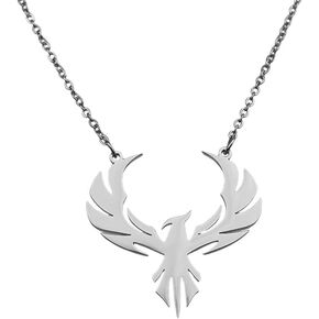 Phoenix Wings Tattoo Necklace Hollow Animal Bird Pendant Stainless Steel Necklace