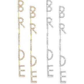 Rhinestone Bride Earrings for Women 2 Pairs Bride Letter Dangle Earring Bachelorette Gifts for Bride Bridesmaid Bridal Earrings for Wedding Bridal Shower