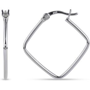 LeCalla 925 Sterling Silver Lightweight Click-Top Wire Geometric Dainty Hoop Earrings for Girl Women