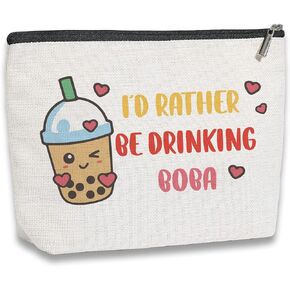 kdxpbpz Boba Tea Lover Gifts, Boba Kawaii Makeup Bag, Boba Gifts for Girls Friend Daughter, Travel Toiletry Makeup Organizer Zipper Pouch - I'd Rather Be Drinking Boba