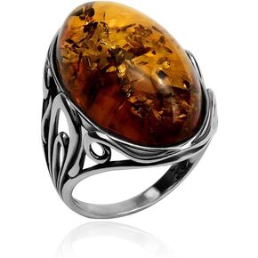 Ian and Valeri Co. Baltic Amber Sterling Silver Large Oval Ring