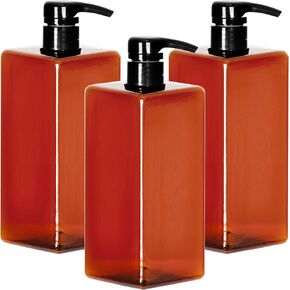 Youngever 3 Pack Pump Bottles for Shampoo 32 Ounce (1 Liter), Empty Shampoo Pump Bottles with Lockdown, Leak Proof Pumps (Amber)