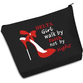 JXGZSO Girl Walk By Faith Not By Sight Cosmetic Bag Gift Sorority Gift (Walk By Black Bag)