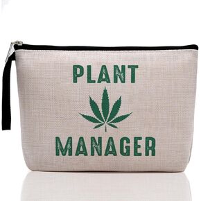 Novelty Weed Gift Green Leaf Makeup Bag Humor Weed Accessories Cosmetic Bag for Women Daughter Friendship Gifts Zipper Pouch Bag Weed Stuff Appreciate Gifts Travel Toiletry Bag for Birthday Christmas
