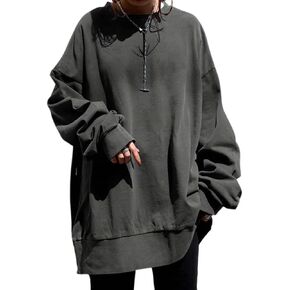 Women Oversized Solid Crew Neck Drop Shoulder Sweatshirts Long Sleeve Casual Loose Pullover Tops