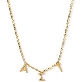Sorority Shop Alpha Sigma Tau Necklace — AST Name Necklace, 18K Gold Plated Sorority Gifts Necklace, Long-Lasting Alpha Sigma Tau Gifts for Women