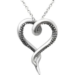 Controse Women's Silver-Toned Heart Shaped Stainless Steel Sea Lover Octopus Necklace 31"