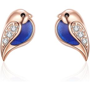 Kokoma Tiny Bird Stud Earrings for Women Girls 925 Sterling Silver Cubic Zirconia Cute Cartilage Earrings Tragus Studs Hypoallergenic Ear Jewelry