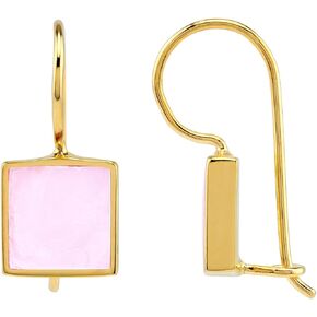 Silvershake 9MM Square Shape Stone Inlay White Gold Plated or 18K Gold Plated 925 Sterling Silver Basic Hook Closure Earrings Jewelry for Women