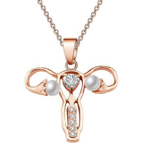 RTY Human Organ Female Uterus Shape Pendant Necklace Gynecologist Jewelry for Doctor Nurse Medical Students Nurses's Day Gift