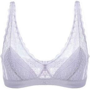 SilRiver Women's Silk Triangle Bralette Wirefree Lace Bras with Light Pads