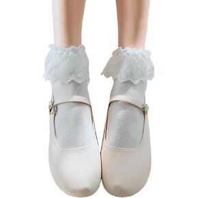 Women Ruffle Anklet Socks Ruffle Socks Women's Casual Cotton Crew Socks Solid color Socks Breathable Cool Knit Sock