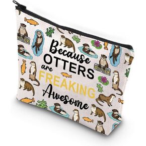 WCGXKO Sea Otter Gifts Otter Lover Gift Because Otters Are Freaking Awesome Zipper Pouch Makeup Bag (OTTERS)