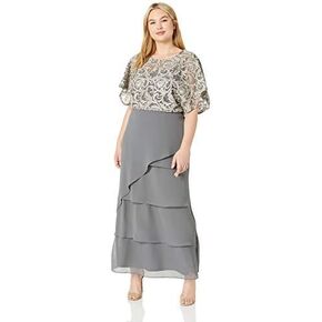Le Bos Women's Sequin Embroidered Long Dress