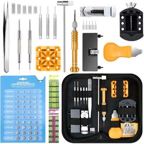 Watch Battery Replacement Tool, Watch Repair Kit, Watch Link Removal Kit, Watch Screwdriver, Watch Holder, Spring Bar, Tweezers with 60pcs Watch Batteries
