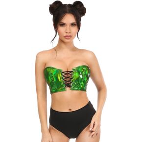 Daisy corsets Women's Green Holo Lace-up Bustier Top