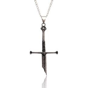 SONGCHANGJEWELRY Narsil Broken Sword Necklace - LOTR Lord Power Pendant - Gothic Cosplay Jewelry Accessories Gift for Man Woman Fans