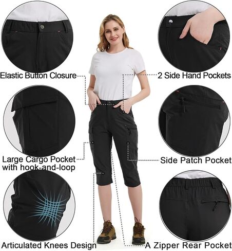 Women's Outdoor Hiking Pants Cargo Pockets Athletic Pants Quick Dry UPF 50+ Water-Resistant Pants for Women Camping Workout in Saudi Arabia