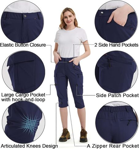Women's Outdoor Hiking Pants Cargo Pockets Athletic Pants Quick Dry UPF 50+ Water-Resistant Pants for Women Camping Workout in Saudi Arabia