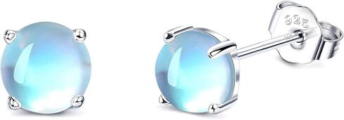 SKNGMO أقراط حجر القمر 925 فضة استرليني قوس قزح أقراط صغيرة صغيرة حجر القمر مجوهرات للنساء أقراط هيبوالرجينيك, بدون نوع جوهرة in Kuwait