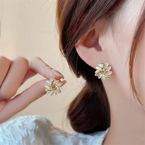 Flower Earrings for Women Girls Crystal Flower Stud Earrings White Opal Flower Stud Earrings Summer Beach Vacation Floral Earrings for Women Girls in Saudi Arabia