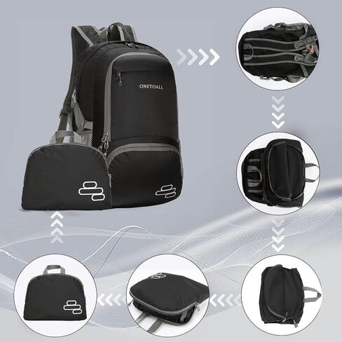 حقيبة ظهر قابلة للتعبئة سعة 30 لتر، حقائب ظهر خفيفة الوزن للمشي لمسافات طويلة، حقيبة ظهر قابلة للطي مقاومة للماء للسفر والمشي لمسافات طويلة والتخييم in Kuwait