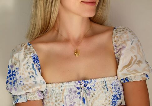 18K Gold-plated Sterling Silver Ukrainian Trident/Trizub Necklace Pendant with 20 Inch Chain | Genuine .925 Sterling Silver | Minimalist & Elegant Gift | Ukraine Jewelry in Saudi Arabia
