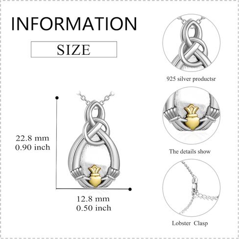 مجوهرات جنائزية سلتيك للرماد 925 فضة إيرلندية كلاداغ جرة قلادة الأيرلندية تذكار قلادة هدايا للنساء in Kuwait