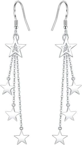 Sterling Silver Star Earrings Dangling Threader Earrings Long Dangle Tassel Earrings for Women Teen Girls in Saudi Arabia