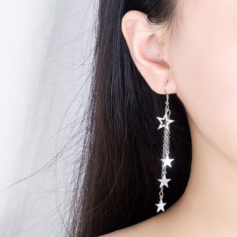 Sterling Silver Star Earrings Dangling Threader Earrings Long Dangle Tassel Earrings for Women Teen Girls in Saudi Arabia