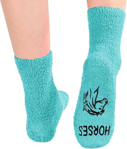 HAPPYPOP Funny Equestrian Socks Girls Fuzzy Horse Socks Women, Novelty Horse Gifts Horse Riding Gifts Equestrian Gifts in Kuwait