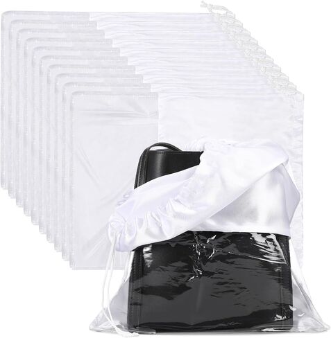 Huhumy 10 Pcs Dust Bags for Purses and Handbags Silk Cloth PVC Dustproof Drawstring Bags Large Purse Bags for Storage Dust Bags Covers Handbag Storage Organizer Travel Shoe Bags, White, 19.6 x 15.7'' in Saudi Arabia