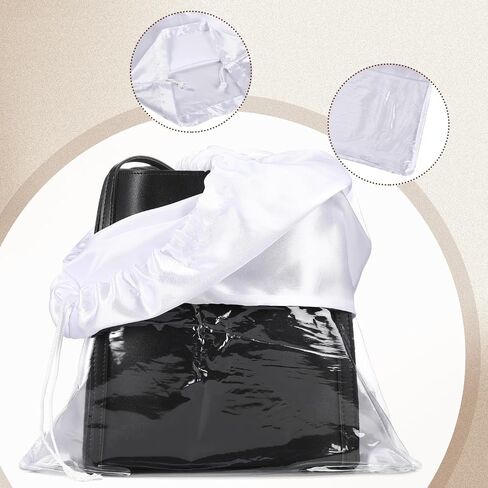 Huhumy 10 Pcs Dust Bags for Purses and Handbags Silk Cloth PVC Dustproof Drawstring Bags Large Purse Bags for Storage Dust Bags Covers Handbag Storage Organizer Travel Shoe Bags, White, 19.6 x 15.7'' in Saudi Arabia