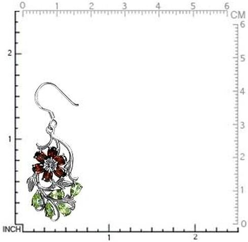 Silvershake Genuine Gemstone 925 Sterling Silver Victorian Style Flower and Leaf Dangle Hook Earrings in Saudi Arabia