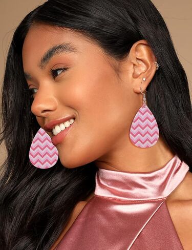 Honsny 20 زوجًا من الأقراط المصنوعة من الجلد الصناعي لعيد الحب للنساء خفيفة الوزن على شكل دمعة متدلية على شكل قلب أقراط قطرة الماء in Kuwait