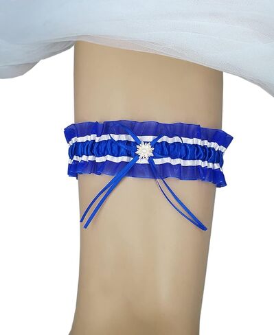 MerryJuly Royal Blue Satin Ribbon Bridal Wedding Garter Prom Garter in Kuwait
