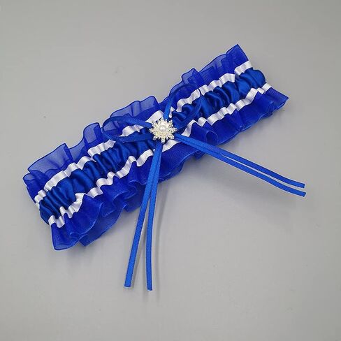 MerryJuly Royal Blue Satin Ribbon Bridal Wedding Garter Prom Garter in Kuwait