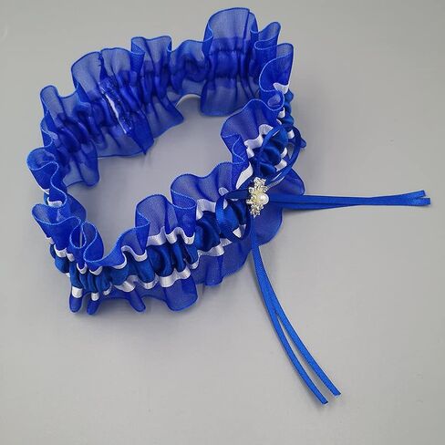 MerryJuly Royal Blue Satin Ribbon Bridal Wedding Garter Prom Garter in Kuwait