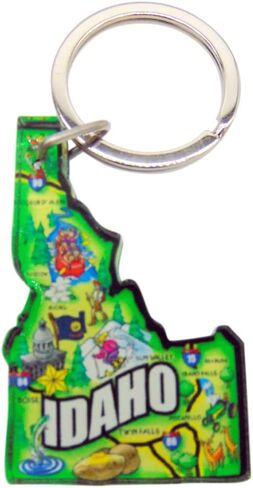Westmon Works Idaho Keychain Acrylic Souvenir Key Ring Chain Retro State Place Map Accessory in Saudi Arabia