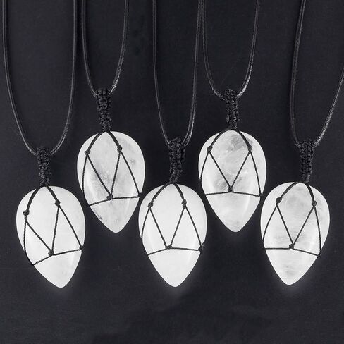 SUNYIK Handmade Bullet Teardrop Crystal Point Pendant Necklace for Women Men in Saudi Arabia