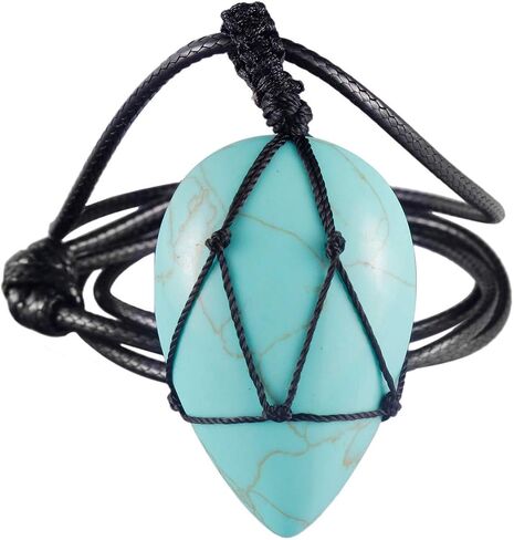 SUNYIK Handmade Bullet Teardrop Crystal Point Pendant Necklace for Women Men in Saudi Arabia