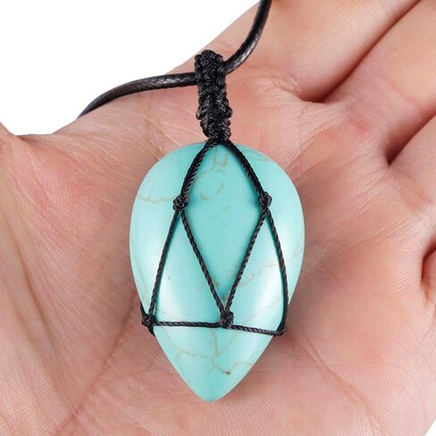 SUNYIK Handmade Bullet Teardrop Crystal Point Pendant Necklace for Women Men in Saudi Arabia