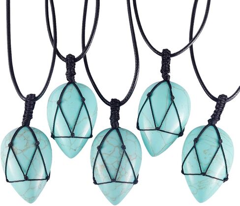 SUNYIK Handmade Bullet Teardrop Crystal Point Pendant Necklace for Women Men in Saudi Arabia