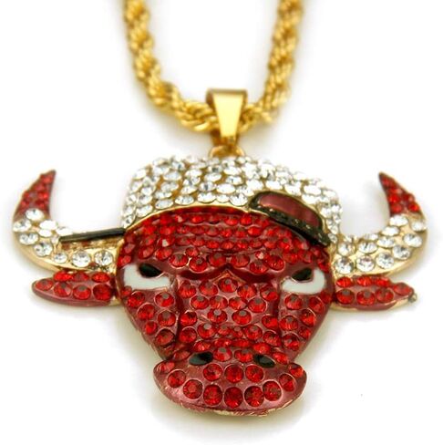 LUREME Gold Lion Head Pendant Necklace, Leopard Tiger Bull Necklace Mens Hip Hop Rapper Jewelry (nl006313) in Kuwait