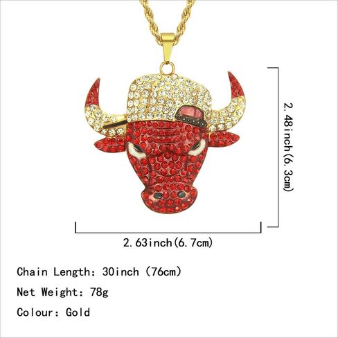 LUREME Gold Lion Head Pendant Necklace, Leopard Tiger Bull Necklace Mens Hip Hop Rapper Jewelry (nl006313) in Kuwait