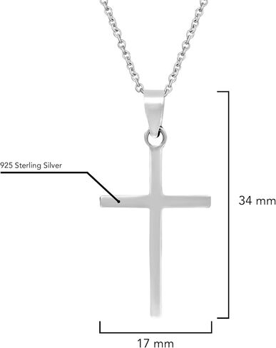 AeraVida Unisex Simple Sleek Christian Cross .925 Sterling Silver Necklace | Minimalist Christian Cross Pendant | Religious Accessory | Jewelry Gift in Saudi Arabia
