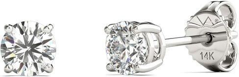 Vaarya Solitaire Diamond Stud Earrings (1/2 Ct tw, AGS Certified GH+/I2-I3) 14K Hypoallergenic White Gold in Kuwait