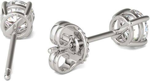 Vaarya Solitaire Diamond Stud Earrings (1/2 Ct tw, AGS Certified GH+/I2-I3) 14K Hypoallergenic White Gold in Kuwait